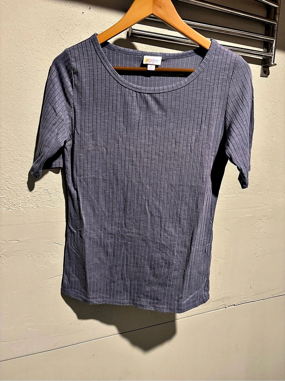 Lularoe Striped Short Sleeve Top in Blue Like New